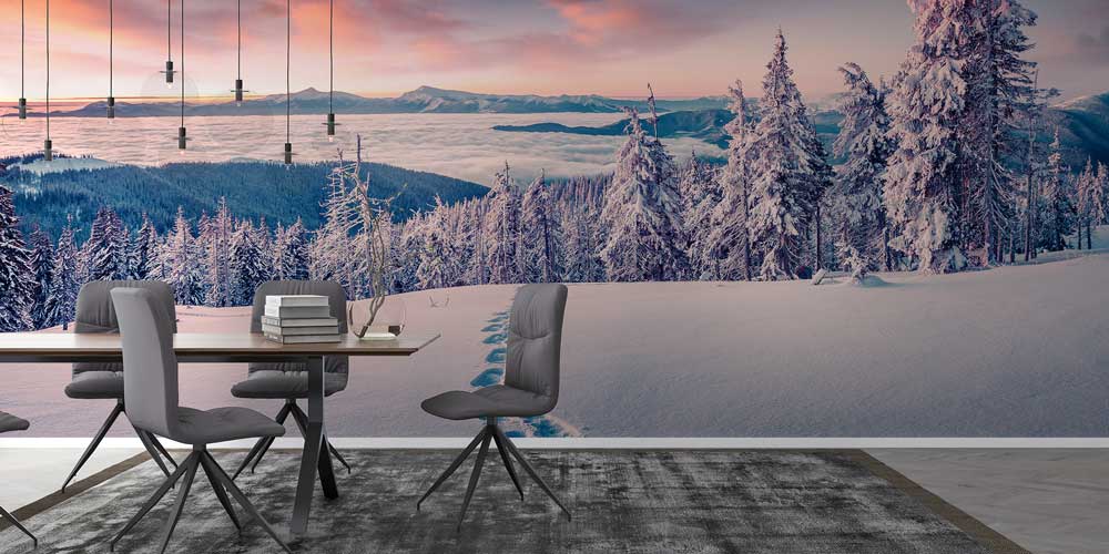 Karlı Orman ve Zirve Manzarası Duvar Kağıdı 12922