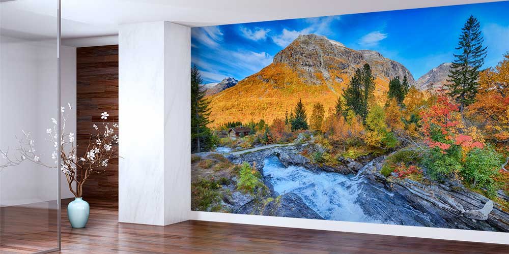 Sonbahar Dağı ve Orman Manzaralı Avrupa Duvar Kağıdı 13092