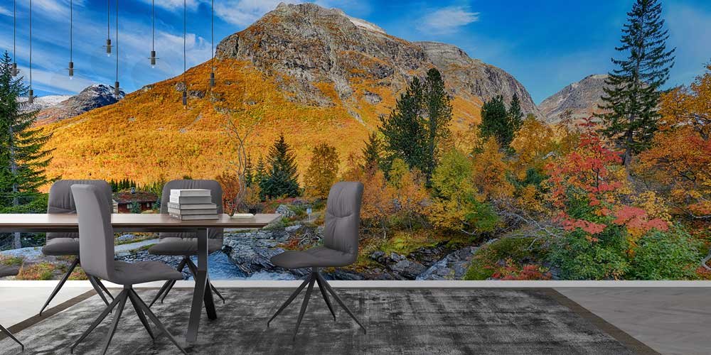 Sonbahar Dağı ve Orman Manzaralı Avrupa Duvar Kağıdı 13092