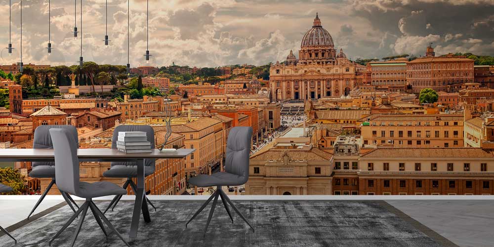 wallpaper-print-art-13094-02 Roma ve Vatikan Manzaralı Avrupa Şehir Duvar Kağıdı 13094