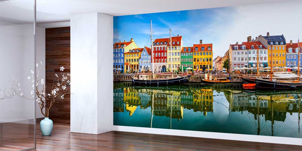 Renkli Liman Evleri ve Tekneler Manzaralı Avrupa Duvar Kağıdı 13104