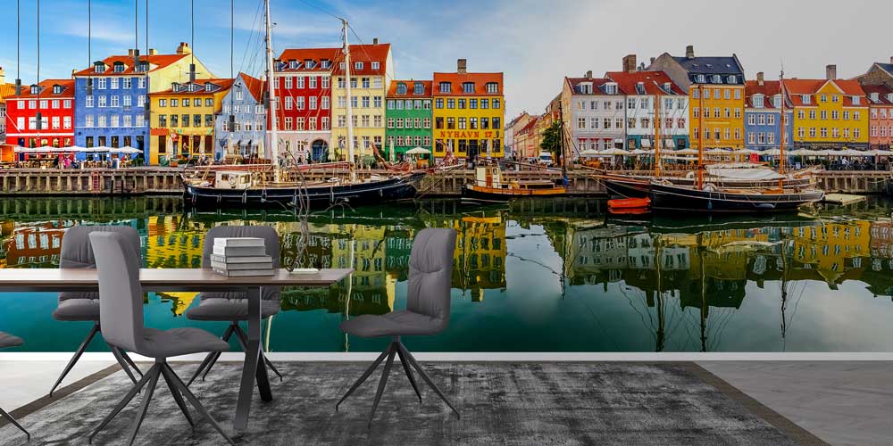 Renkli Liman Evleri ve Tekneler Manzaralı Avrupa Duvar Kağıdı 13104