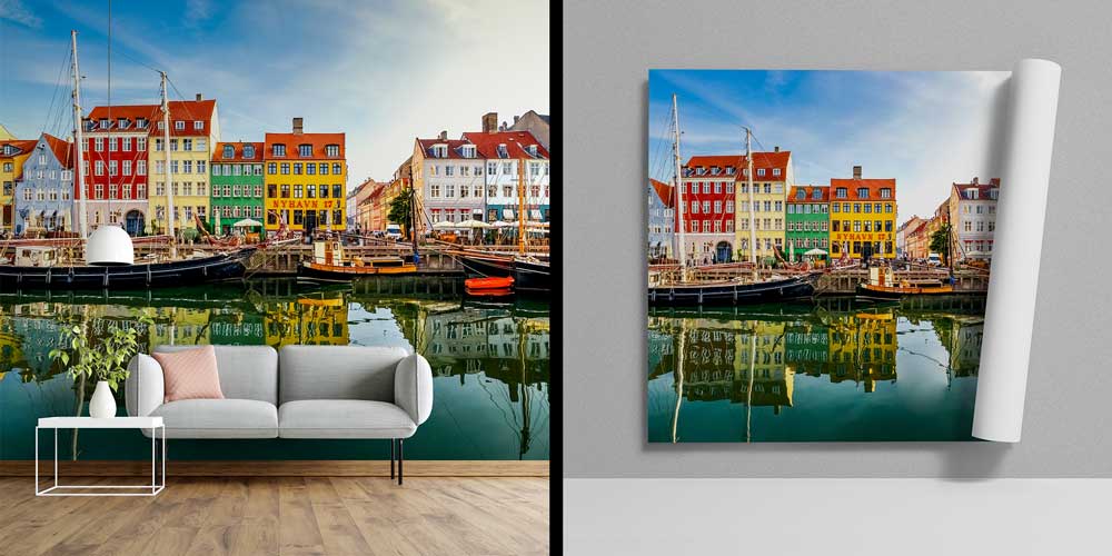 Renkli Liman Evleri ve Tekneler Manzaralı Avrupa Duvar Kağıdı 13104