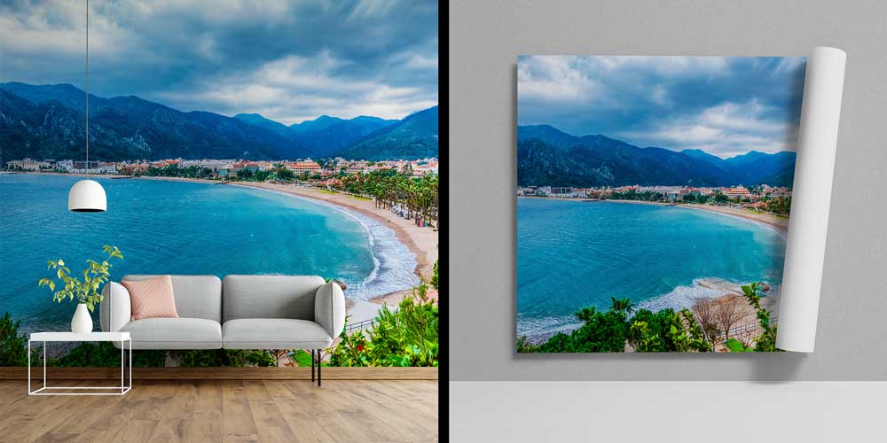 wallpaper-wall-art-11526-05 Dağlarla Çevrili Kıyı Kenti ve Deniz Manzaralı Duvar Kağıdı 11526