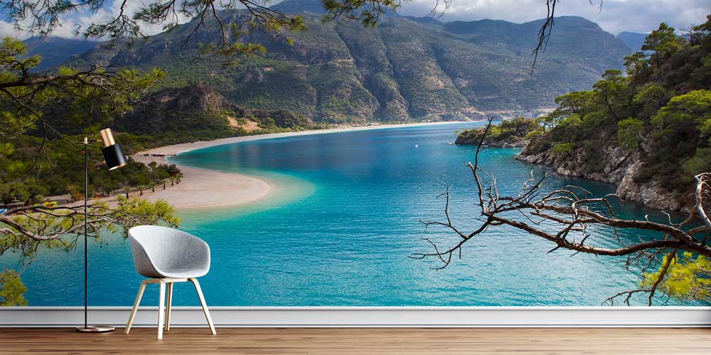 Turkuaz Koy ve Çam Ormanları Manzaralı Duvar Kağıdı 11532