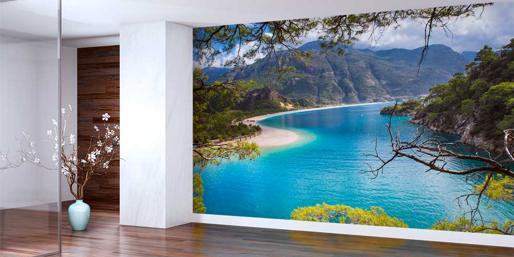 Turkuaz Koy ve Çam Ormanları Manzaralı Duvar Kağıdı 11532