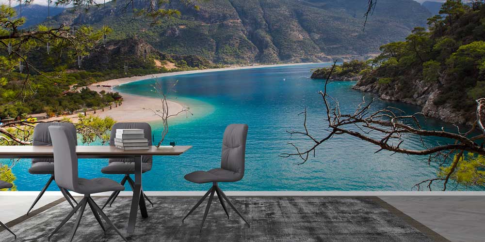 Turkuaz Koy ve Çam Ormanları Manzaralı Duvar Kağıdı 11532