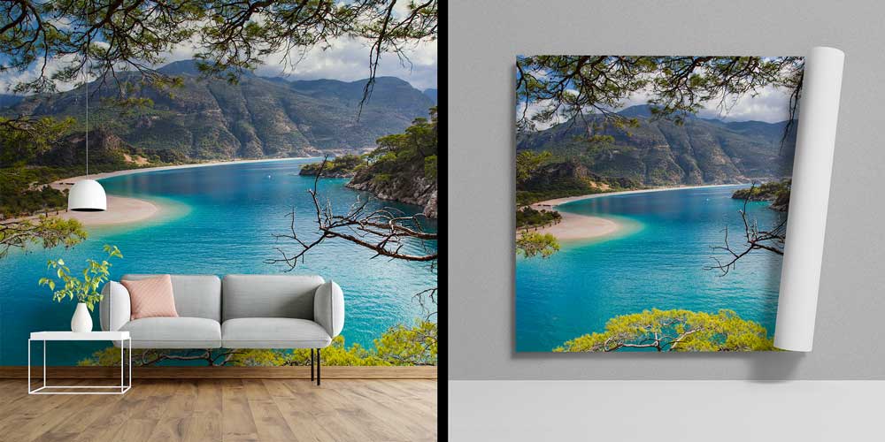 Turkuaz Koy ve Çam Ormanları Manzaralı Duvar Kağıdı 11532