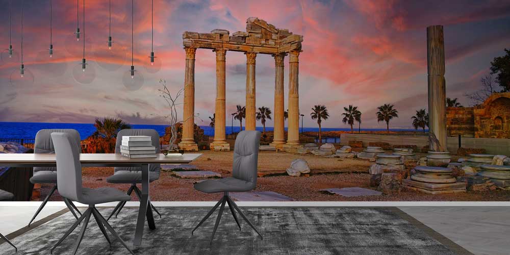 Gün Batımında Antik Tapınak Kalıntıları Duvar Kağıdı 11535