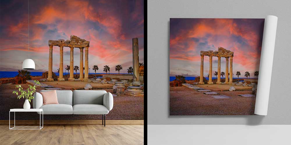 Gün Batımında Antik Tapınak Kalıntıları Duvar Kağıdı 11535