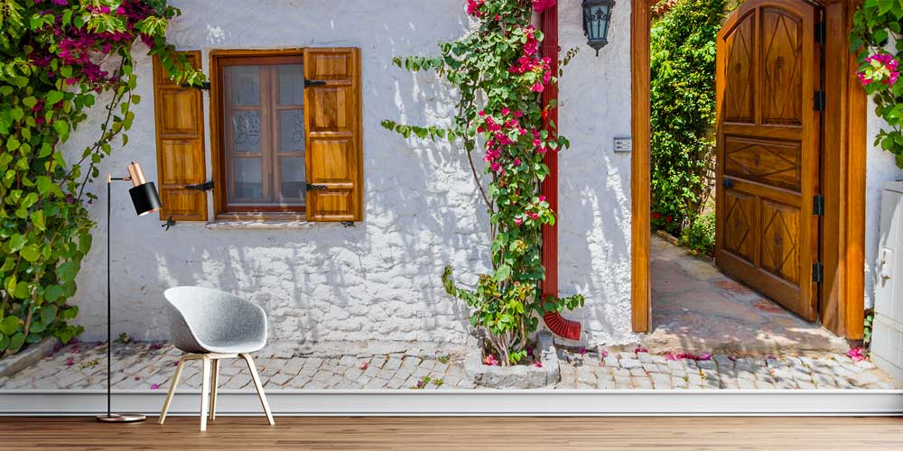 Begonvilli Geleneksel Ev Cephesi Duvar Kağıdı 11538