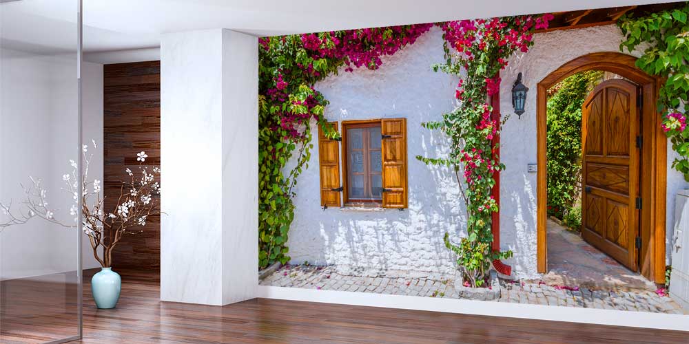 wallpaper-wall-art-11538-01 Begonvilli Geleneksel Ev Cephesi Duvar Kağıdı 11538