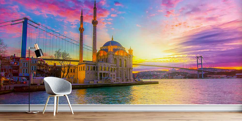 Ortaköy Camii Gün Batımı Boğaz Manzarası Duvar Kağıdı 11555