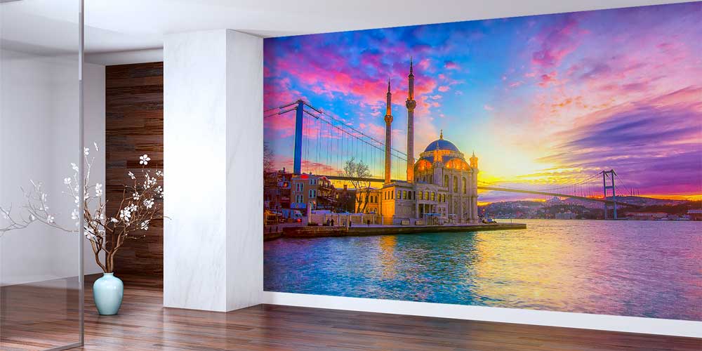Ortaköy Camii Gün Batımı Boğaz Manzarası Duvar Kağıdı 11555