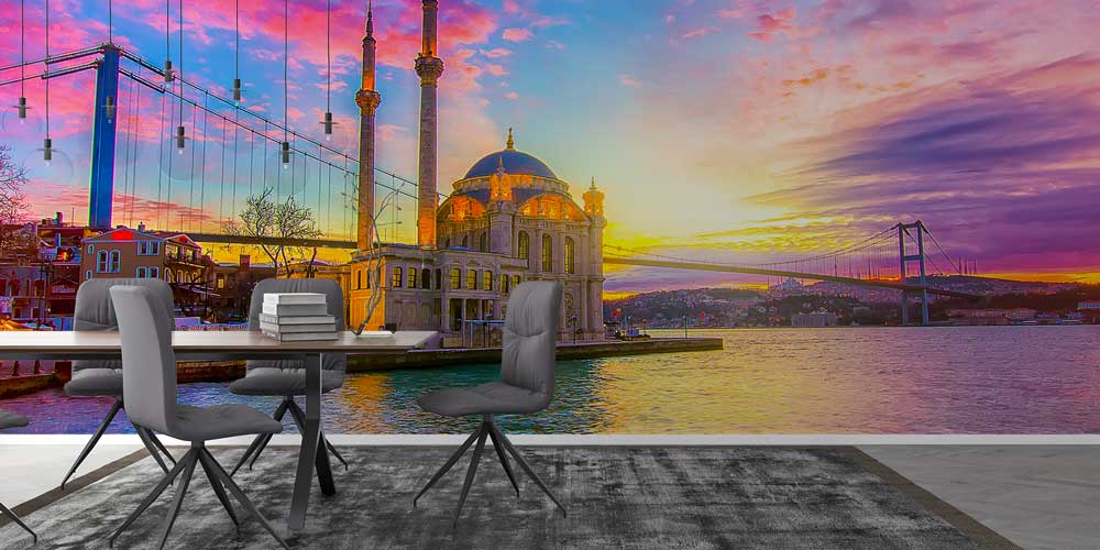 Ortaköy Camii Gün Batımı Boğaz Manzarası Duvar Kağıdı 11555