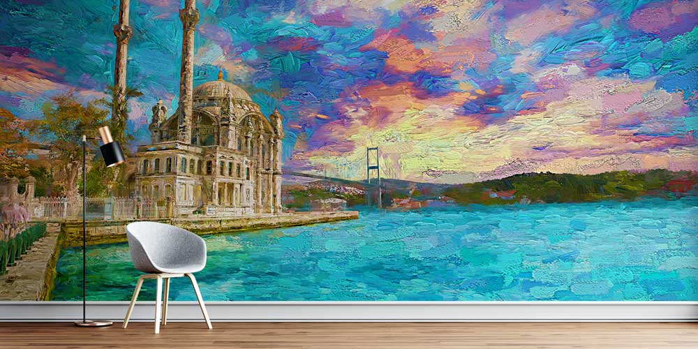 Ortaköy Camii Sanatsal Boğaz Manzarası Duvar Kağıdı 11561