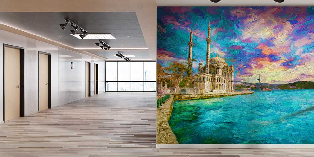 Ortaköy Camii Sanatsal Boğaz Manzarası Duvar Kağıdı 11561