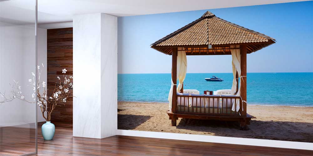 Deniz Kenarında Ahşap Pavilion Manzarası Duvar Kağıdı 11617