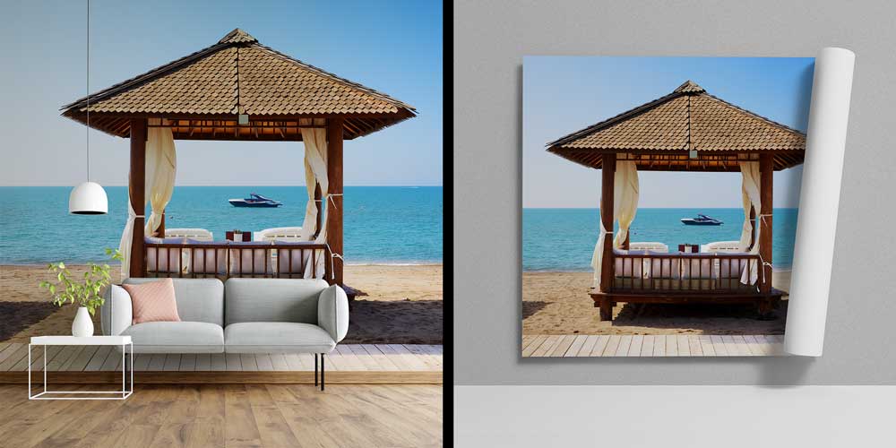 Deniz Kenarında Ahşap Pavilion Manzarası Duvar Kağıdı 11617