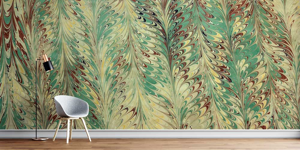 Ebru Desenli Geleneksel Türk Sanatı Duvar Kağıdı 11618