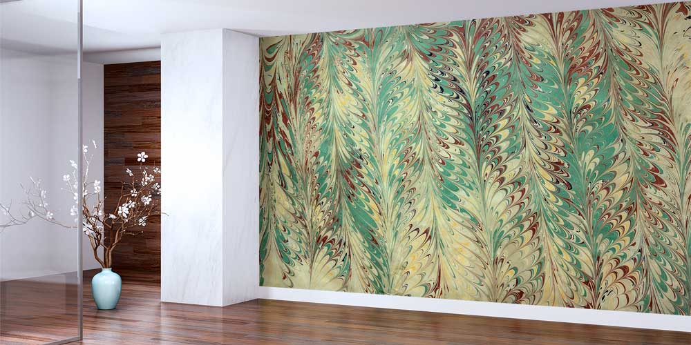 Ebru Desenli Geleneksel Türk Sanatı Duvar Kağıdı 11618