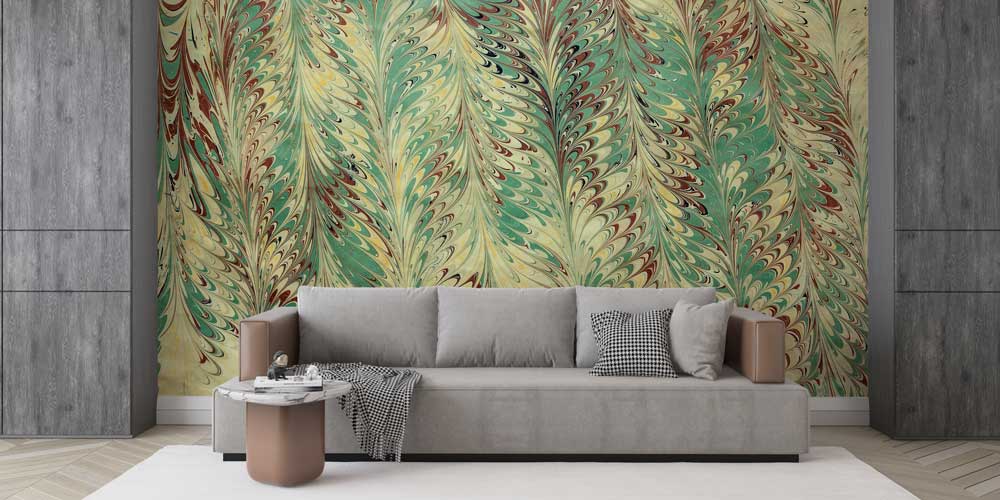 Ebru Desenli Geleneksel Türk Sanatı Duvar Kağıdı 11618