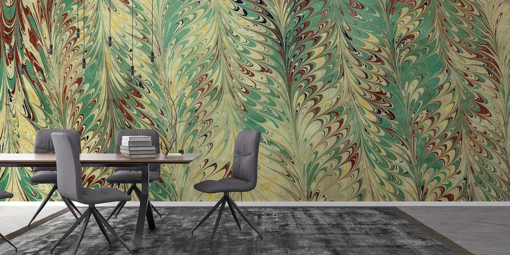 Ebru Desenli Geleneksel Türk Sanatı Duvar Kağıdı 11618