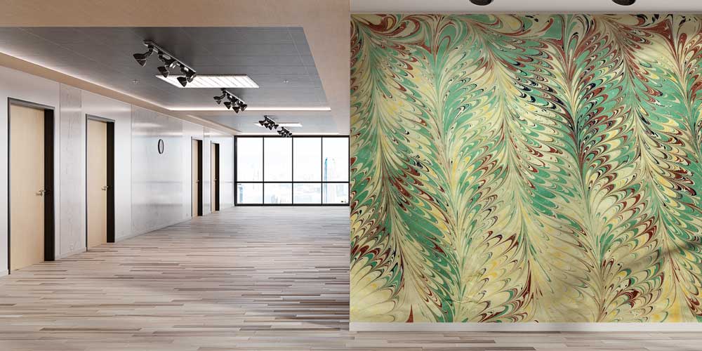 Ebru Desenli Geleneksel Türk Sanatı Duvar Kağıdı 11618