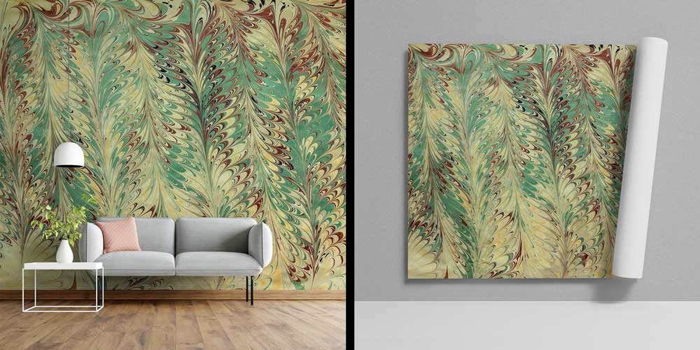 Ebru Desenli Geleneksel Türk Sanatı Duvar Kağıdı 11618