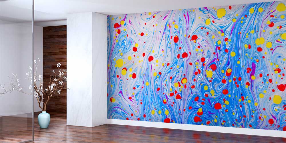 Renk Sıçramalı Soyut Akışkan Sanat Duvar Kağıdı 11621