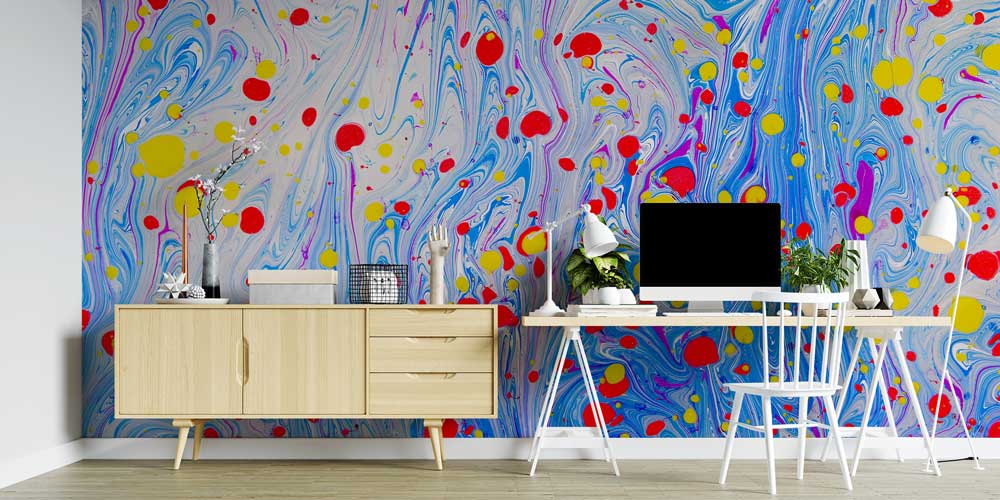 Renk Sıçramalı Soyut Akışkan Sanat Duvar Kağıdı 11621