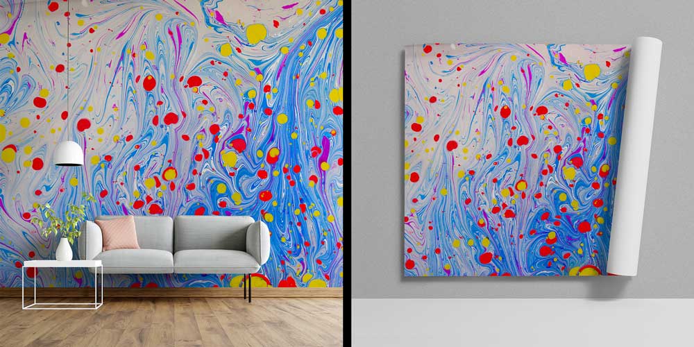 Renk Sıçramalı Soyut Akışkan Sanat Duvar Kağıdı 11621