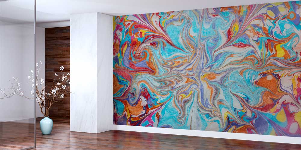 Çok Renkli Soyut Akışkan Sanat Desenli Duvar Kağıdı 11622