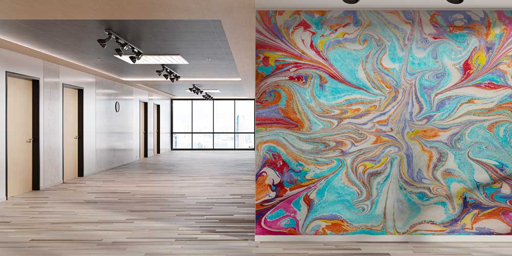 Çok Renkli Soyut Akışkan Sanat Desenli Duvar Kağıdı 11622