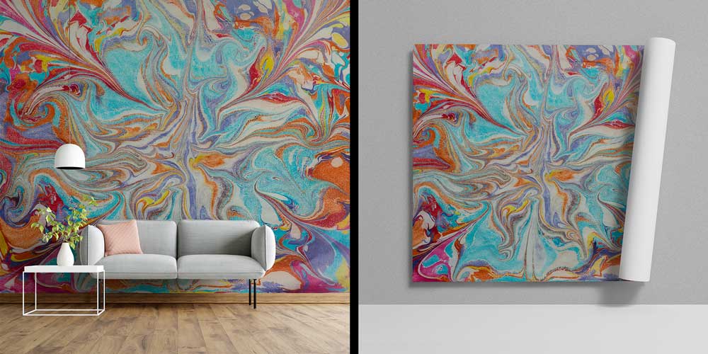 Çok Renkli Soyut Akışkan Sanat Desenli Duvar Kağıdı 11622