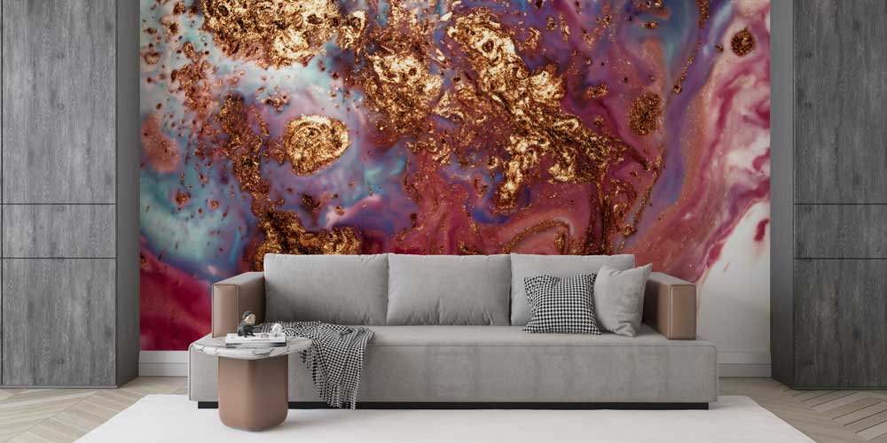 wallpaper-wall-art-11632-02 Altın Dokulu Mor Tonlu Soyut Akışkan Sanat Duvar Kağıdı 11632