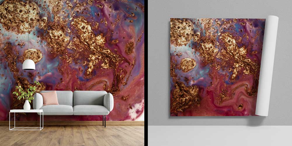 wallpaper-wall-art-11632-05 Altın Dokulu Mor Tonlu Soyut Akışkan Sanat Duvar Kağıdı 11632