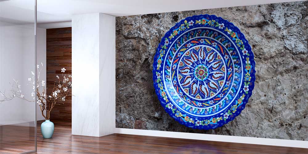 Dairesel Türk Çini Motifli Geleneksel Duvar Kağıdı 11636