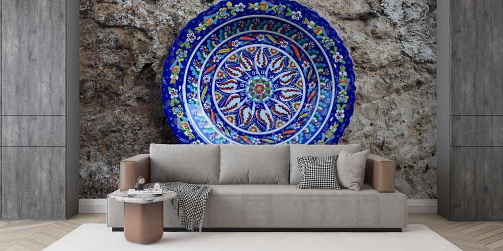 Dairesel Türk Çini Motifli Geleneksel Duvar Kağıdı 11636