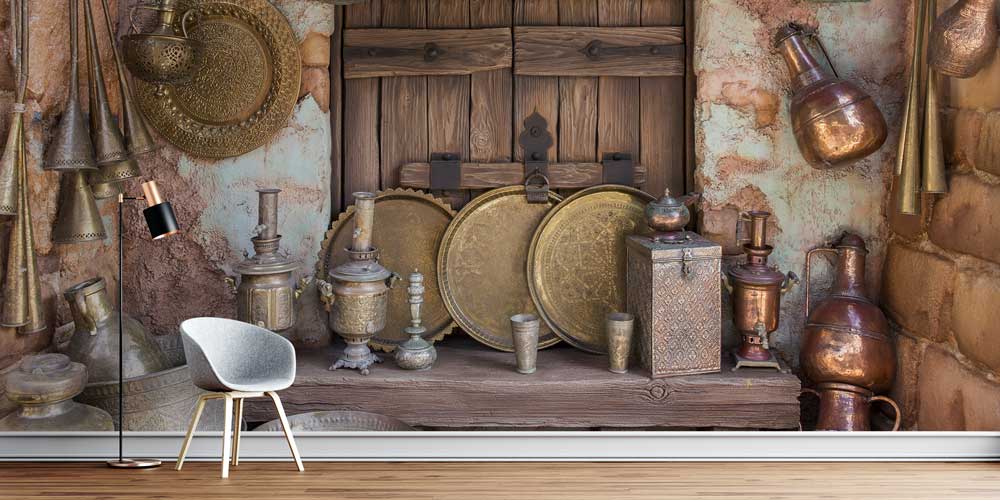 Geleneksel Bakır El Sanatları Temalı Duvar Kağıdı 11640