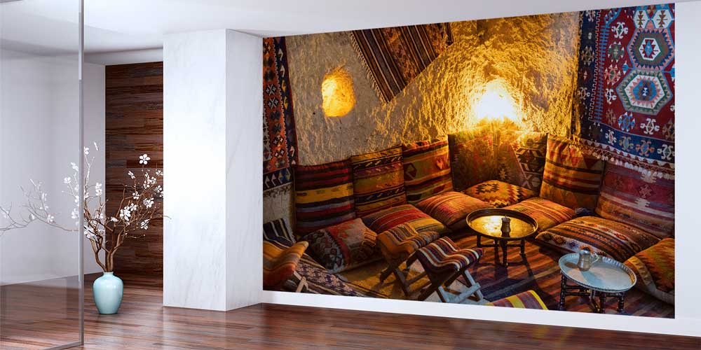 Geleneksel Anadolu Kilim Desenli Otantik İç Mekân Duvar Kağıdı 11641