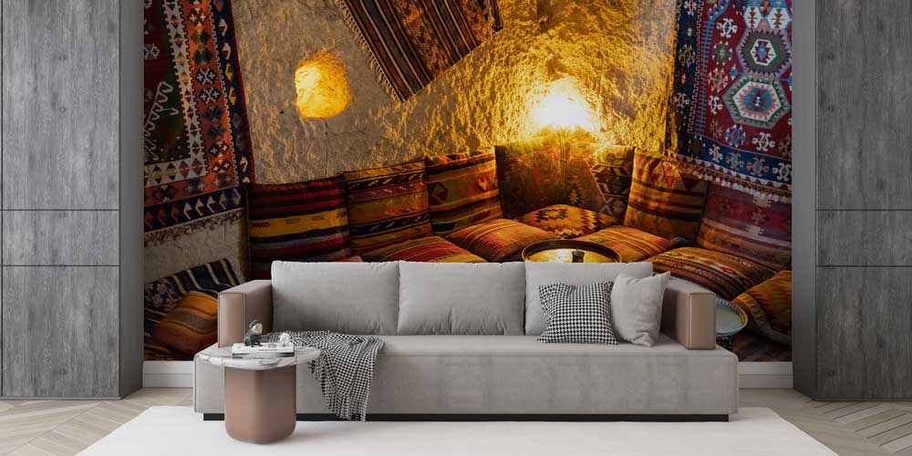 Geleneksel Anadolu Kilim Desenli Otantik İç Mekân Duvar Kağıdı 11641