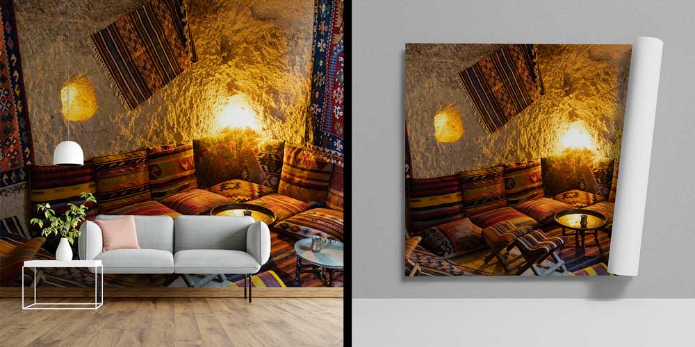 Geleneksel Anadolu Kilim Desenli Otantik İç Mekân Duvar Kağıdı 11641