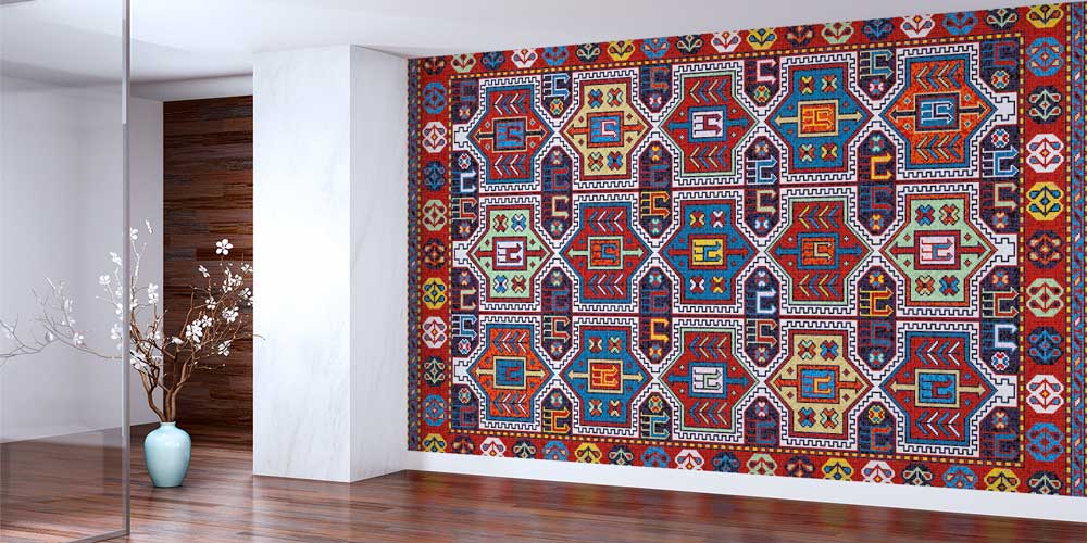Anadolu Kilim Motifli Zengin Geometrik Desenli Duvar Kağıdı 11651