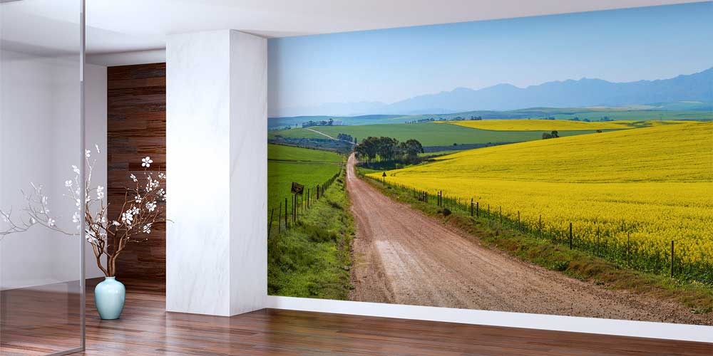 Sarı Çiçekli Kırsal Yol Manzarası Duvar Kağıdı 12785