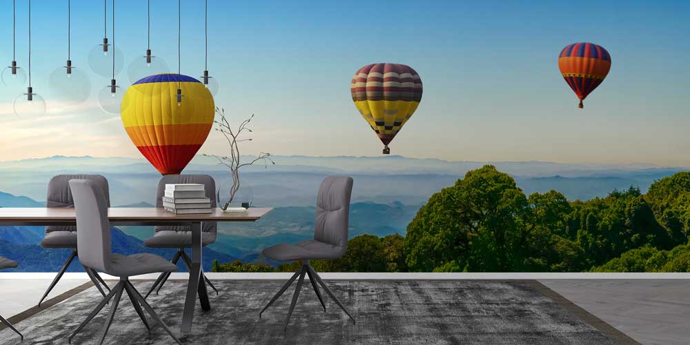 Renkli Balonlar ve Dağ Manzarası Duvar Kağıdı 12827