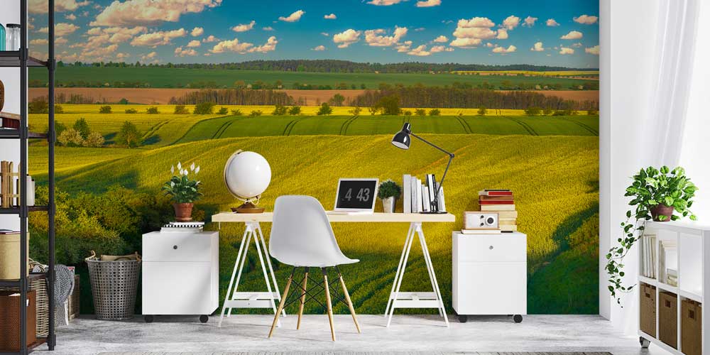 Yeşil Kır ve Tarla Manzaralı Duvar Kağıdı 12991