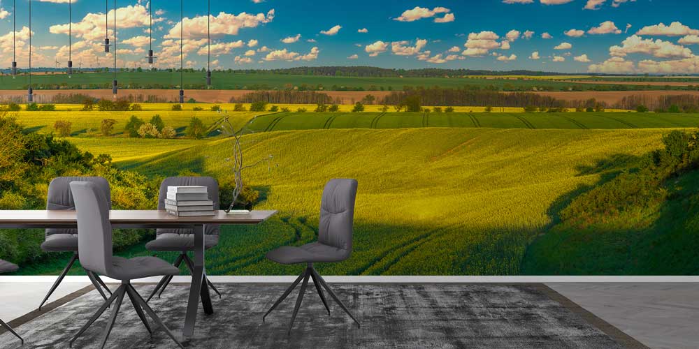 Yeşil Kır ve Tarla Manzaralı Duvar Kağıdı 12991