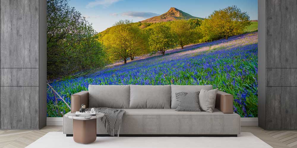 Mavi Çan Çiçeği Tarlası Manzaralı Duvar Kağıdı 12993