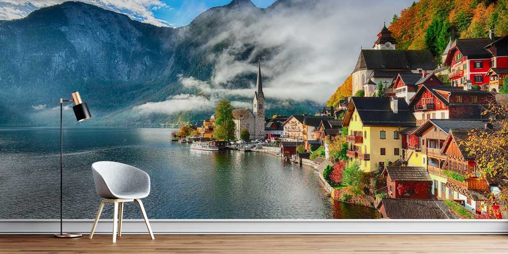 Hallstatt Göl Manzaralı Avrupa Duvar Kağıdı 13008